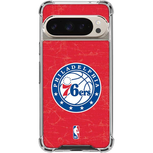 NBA Philadelphia 76ers Distressed Google Pixel 9 Pro XL Clear Case